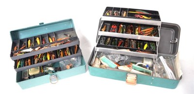 Lot 1256 - Two Cantilever Tackle Boxes Containing a Collection of Lures, including minnows, spinners,...