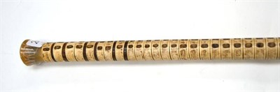 Lot 2054 - A Vertebra Horn Walking Stick, circa 1920, the flared cylindrical horn pommel of graduated vertebra