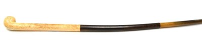 Lot 2055 - A Hippopotamus Tooth-Handled and Rhinoceros Horn-Shafted Walking Stick, circa 1910, the pistol grip
