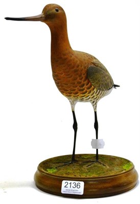 Lot 2136 - Roger Geeves (20th/21st century): Black-Winged Godwit (Limosa limosa), carved wood and...