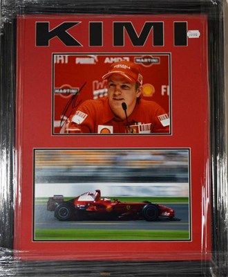 Lot 1003 - Six Signed Sporting Photographs - Kimi Raikkonen framed montage, John Buckingham on Foinavon...