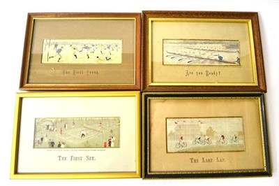 Lot 1005 - Four Sporting Stevengraphs - The First Touch, The First Set, Are You Ready and The Last Lap,...