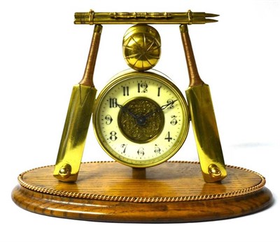 Lot 1017 - A Victorian Brass and Copper Cricket Mantel Clock, the 8.75cm diameter dial with numerals,...