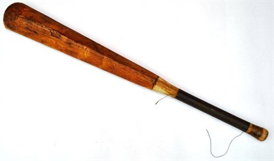 Lot 1026 - A 19th Century Cricket Bat, the willow blade with deep ridge to back, spliced handle, length 87cm