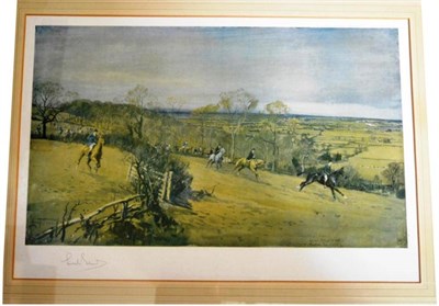 Lot 1049 - Lionel Edwards, `Hunting Countries' - `The Beaufort, The Dauntsey Vale from Great Wood', 35.5cm...