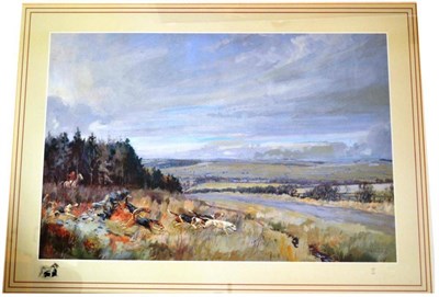 Lot 1050 - Lionel Edwards, `Hunting Countries - The Buccleuch, Grundistone', 38cm by 52cm and `Linlithgow...