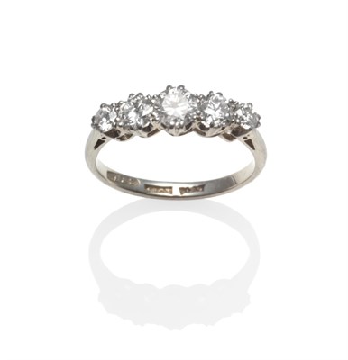Lot 292 - A Diamond Five Stone Ring, the graduated old brilliant cut diamonds in white claw settings on a...