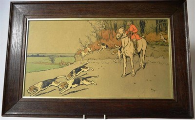 Lot 1065 - After Cecil Aldin (1870-1935) - Hunting Prints, a pair of coloured lithographic hunting prints...