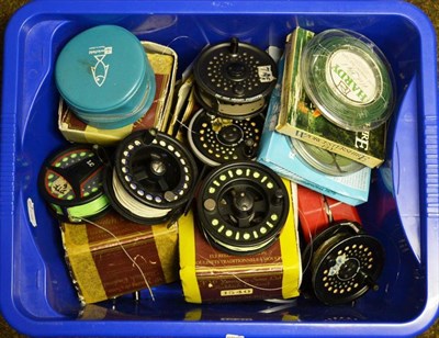 Lot 1093 - A Collection of Fly Reels, including two boxed Youngs 1540 Series salmon reels with three spare...