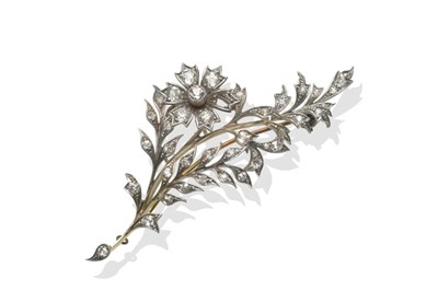 Lot 301 - A Late Victorian Diamond Floral Spray Brooch, set throughout with old cut and eight-cut...