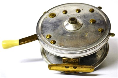 Lot 1141 - A Hardy 6"; Alloy 'Sea Silex' Reel, with twin tapered black handles, brass foot, ivorine...