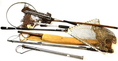 Lot 1162 - Mixed Tackle, including a Hardy Bros folding landing net with bamboo handle, three other...