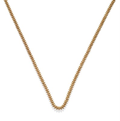 Lot 304 - An 18 Carat Gold Necklace, of ropework and bead design, length 80cm