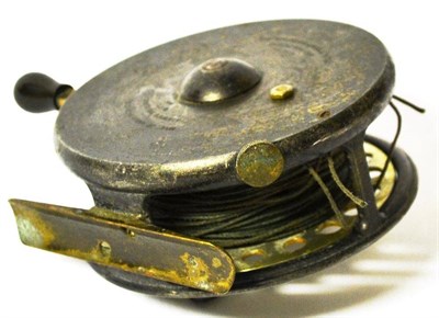 Lot 1169 - A Hardy 4"; Alloy 'Decantelle Mk.I' Reel, with twin black handles on pierced drum, brass foot,...