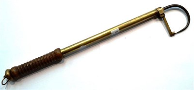 Lot 1187 - A Telescopic Brass Fishing Gaff, with turned wood handle