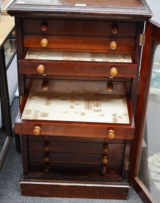 Lot 1209 - Twelve-Drawer Watkins & Doncaster Deal Entomological Cabinet, glazed door, stained dark...