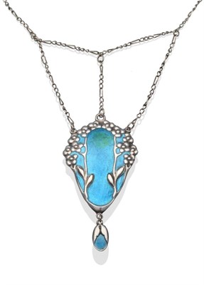 Lot 320 - An Enamelled Necklace, by Murrle Bennett and Co., with floral decoration, enamelled in blues...