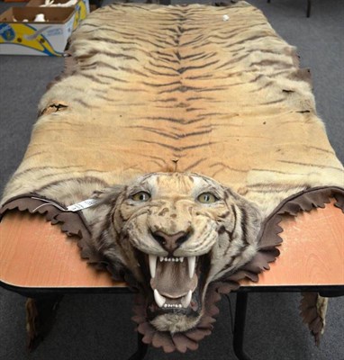 Lot 1327 - Tiger (Panthera tigris), Rowland Ward, Piccadilly, London, circa 1930, skin rug with head...