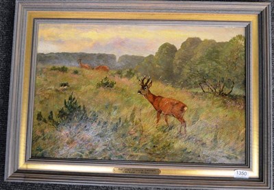 Lot 1350 - Prof Johann Christopher Drahtmann (German 1856-1932) ";Sichernder Bock";, confident stag...