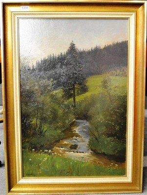 Lot 1393 - ;Schorling; Tannenwald, river in a valley Signed, oil on board, 74cm by 49cm