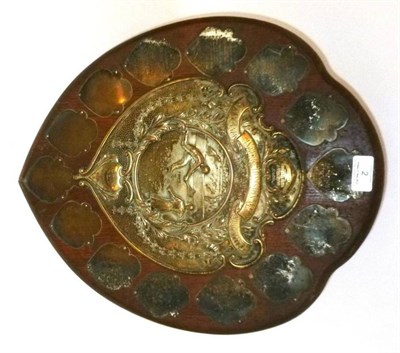 Lot 2 - An Oak and Silver Plated Amateur Lawn Tennis Trophy Shield 1930 - Lawn Tennis Inter-Divisional...