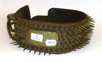 Lot 4 - A Large 19th Century Spiked and Stitched Leather Dog Collar, probably for a mastiff,  with...