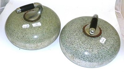 Lot 12 - A Pair of Granite Curling Stones, with chromium plated handles