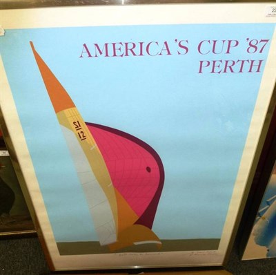 Lot 22 - An America's Cup Perth '87 Poster - Roll Away to Leeward, by Franco Costa, lithographed poster...