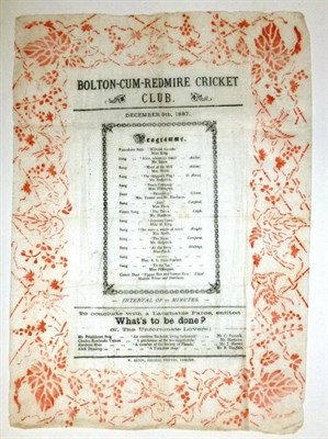 Lot 25 - A Bolton-Cum-Redmire Cricket Club Tissue Paper Theatre Programme December 9th 1887, printed by...