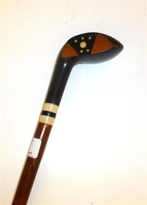 Lot 41 - A Sunday Golf Walking Stick, the handle as a persimmon golf wood with ebony inlay