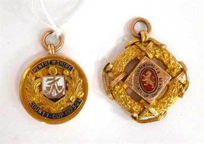 Lot 51 - Two Enamelled 9ct Gold Renfrewshire County Cup Football Winners Medals - 1923-24 won by Andrew Reid