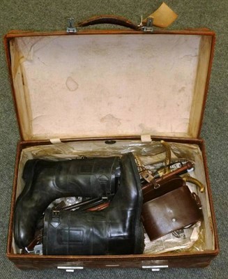 Lot 68 - Riding Accessories, comprising a pair of brown leather riding boots with beech trees, a pair of...