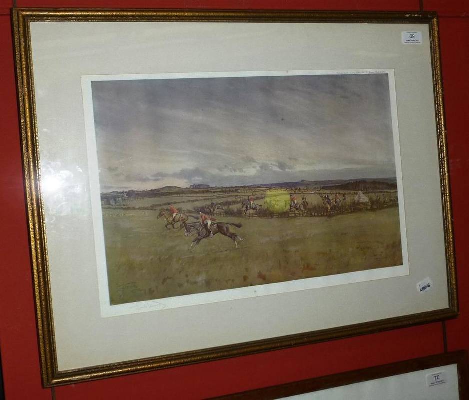 Lot 69 - Lionel Edwards - ";The Zetland Hunt at Carkin Whin";, colour print, signed in the margin, 34cm...