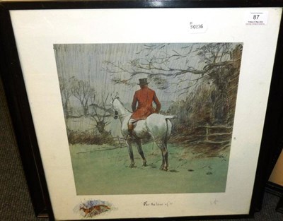Lot 87 - Charles Johnson Payne (Snaffles) - `For the love of it', hand coloured lithograph, signed in...