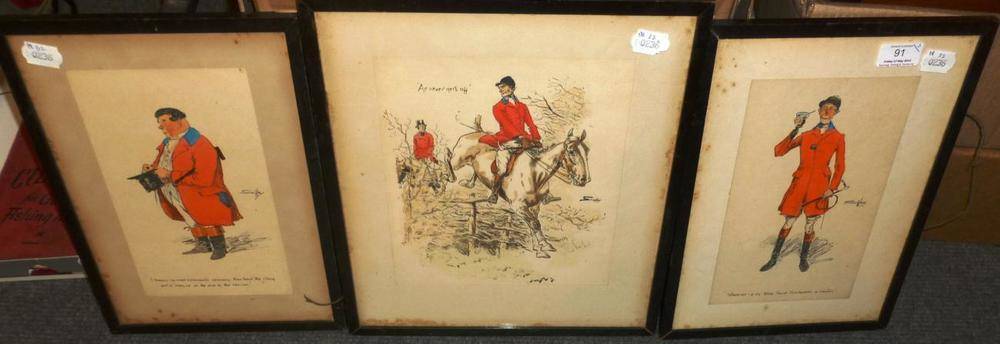 Lot 91 - After Charles Johnson Payne (Snaffles) - `Whatever 'e de keep t'owd tamboureen a rowlin',  `I knows