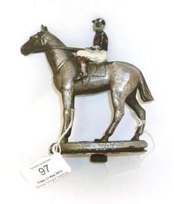 Lot 97 - A Chromium Plated Horse and Jockey Car Mascot, with painted jockey