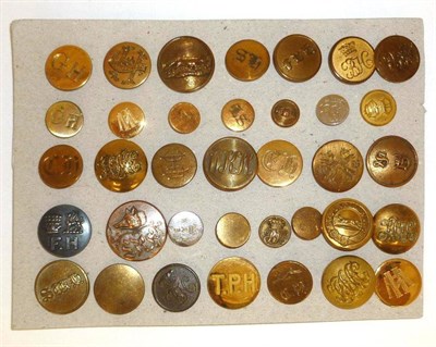 Lot 113 - Thirty Six Vintage Hunt Buttons, mainly brass, some silver plated, all different, mounted on card