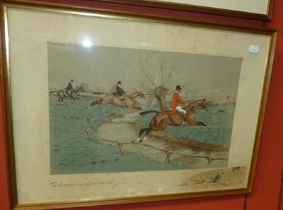 Lot 122 - Sir Alfred Munnings - 'The Bramham Moor Hounds at Weeton Whin',  colour print, signed in pencil...