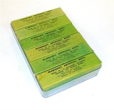 Lot 141 - Six Boxed Percy Wadham's Artificial Baits, including Phantoms and Gudgeon, in green card boxes