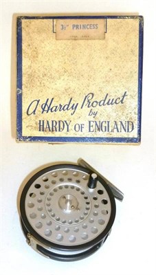 Lot 150 - A Hardy 3½"; Alloy 'Princess' Fly Reel, with slim black handle, pierced drum, alloy foot, in...