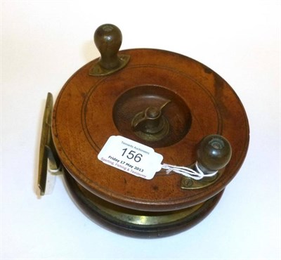 Lot 156 - An Allcock 5 1/2"; Wooden 'Argus' Reel, with twin bulbous handles on elliptical brass seatings,...