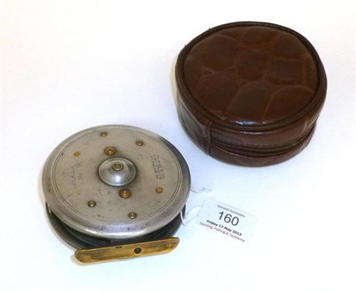 Lot 160 - A Hardy 3 5/8"; Alloy 'Uniqua' Fly Reel, with slim brown handle, notched brass foot, leaded finish