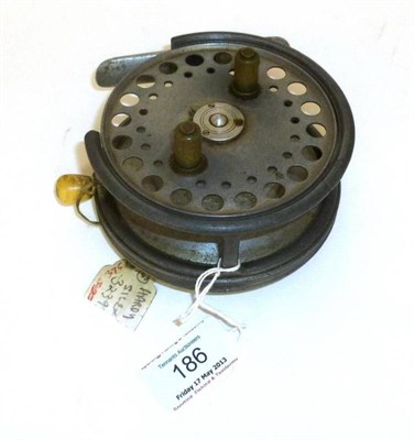 Lot 186 - A Hardy 4"; Alloy 'Silex No.2' Reel, Pat. No.2206, with pierced drum, twin white handles, three...
