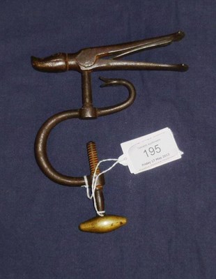 Lot 195 - A Fine Early 19th Century Figural Steel Fly Tying Vice, in the form of a pike and an eel, with...
