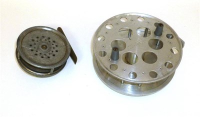 Lot 208 - A Hardy 3 1/8"; Alloy 'Perfect' Fly Reel, with slim ivorine handle, smooth brass foot, strapped...