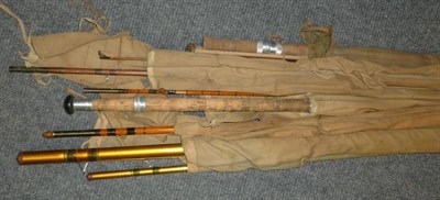 Lot 209 - Five Fishing Rods, comprising an Aspindale 3pce split cane 'Dalesman' rod, Sharpes 2pce split...