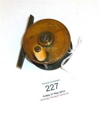 Lot 227 - A 2"; Brass Platewind Reel by Anderson & Sons, Edinburgh, with ivory handle, ring turned plate...