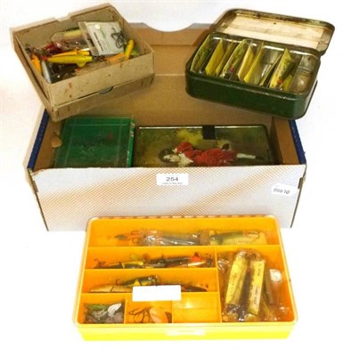 Lot 254 - A Collection of Lures, including packeted Hardy Yellow Bellies and Devons, also minnows, spoons etc