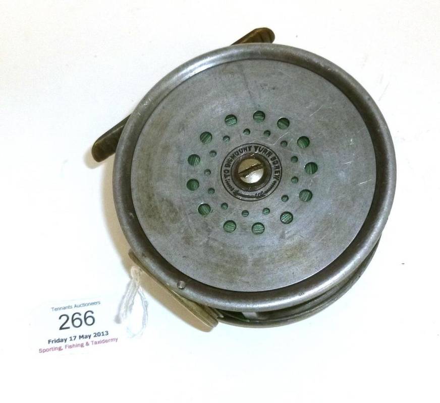 Lot 266 - A Hardy 4"; Alloy Duplicated Mk.II 'Perfect' Salmon Fly Reel, with black handle, wide drum, notched
