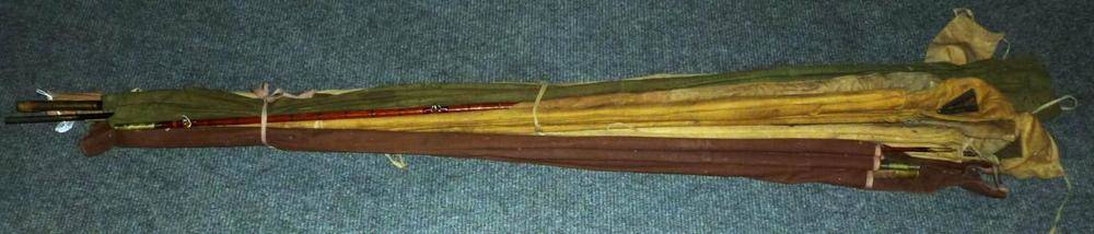 Lot 295 - Six Early Fishing Rods, including Walker Bampton 2pce split cane spinning rod, Hardy 3pce split...